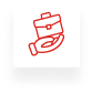 A red icon of a hand holding a briefcase, representing a reliable and flexible SEO agency offering month-to-month services with no contracts.