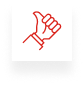 A red thumbs up icon on a white background, symbolizing positive feedback in the context of monthly SEO services.
