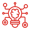 An icon of a light bulb with a red light bulb inside, representing innovative ideas and creative solutions offered by an SEO agency with no contracts.